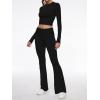imageAnotherChill Womens 2 Piece Lounge Sets Foldover Flare Pants Set Long Sleeve Cropped Top Casual Outfits PajamasBlack