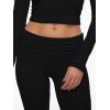 imageAnotherChill Womens 2 Piece Lounge Sets Foldover Flare Pants Set Long Sleeve Cropped Top Casual Outfits PajamasBlack