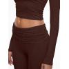 imageAnotherChill Womens 2 Piece Lounge Sets Foldover Flare Pants Set Long Sleeve Cropped Top Casual Outfits PajamasChocolate
