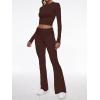 imageAnotherChill Womens 2 Piece Lounge Sets Foldover Flare Pants Set Long Sleeve Cropped Top Casual Outfits PajamasChocolate