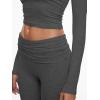 imageAnotherChill Womens 2 Piece Lounge Sets Foldover Flare Pants Set Long Sleeve Cropped Top Casual Outfits PajamasDarkgrey