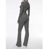 imageAnotherChill Womens 2 Piece Lounge Sets Foldover Flare Pants Set Long Sleeve Cropped Top Casual Outfits PajamasDarkgrey