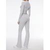 imageAnotherChill Womens 2 Piece Lounge Sets Foldover Flare Pants Set Long Sleeve Cropped Top Casual Outfits PajamasLightgray