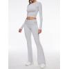 imageAnotherChill Womens 2 Piece Lounge Sets Foldover Flare Pants Set Long Sleeve Cropped Top Casual Outfits PajamasLightgray
