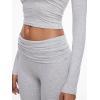 imageAnotherChill Womens 2 Piece Lounge Sets Foldover Flare Pants Set Long Sleeve Cropped Top Casual Outfits PajamasLightgray