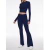 imageAnotherChill Womens 2 Piece Lounge Sets Foldover Flare Pants Set Long Sleeve Cropped Top Casual Outfits PajamasNavyblue