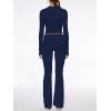 imageAnotherChill Womens 2 Piece Lounge Sets Foldover Flare Pants Set Long Sleeve Cropped Top Casual Outfits PajamasNavyblue