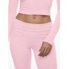 imageAnotherChill Womens 2 Piece Lounge Sets Foldover Flare Pants Set Long Sleeve Cropped Top Casual Outfits PajamasPink