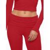 imageAnotherChill Womens 2 Piece Lounge Sets Foldover Flare Pants Set Long Sleeve Cropped Top Casual Outfits PajamasRed