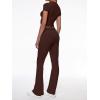imageAnotherChill Womens 2 Piece Lounge Sets Foldover Flare Pants Set Short Sleeve Crop Top Casual Outfits Comfy LoungewearChocolate