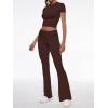 imageAnotherChill Womens 2 Piece Lounge Sets Foldover Flare Pants Set Short Sleeve Crop Top Casual Outfits Comfy LoungewearChocolate