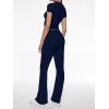 imageAnotherChill Womens 2 Piece Lounge Sets Foldover Flare Pants Set Short Sleeve Crop Top Casual Outfits Comfy LoungewearNavyblue