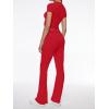 imageAnotherChill Womens 2 Piece Lounge Sets Foldover Flare Pants Set Short Sleeve Crop Top Casual Outfits Comfy LoungewearRed