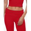 imageAnotherChill Womens 2 Piece Lounge Sets Foldover Flare Pants Set Short Sleeve Crop Top Casual Outfits Comfy LoungewearRed