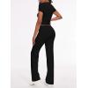 imageAnotherChill Womens 2 Piece Lounge Sets Straight Leg Pants Set Short Sleeve Crop Tshirt Casual Outfits Comfy LoungewearBlack