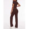 imageAnotherChill Womens 2 Piece Lounge Sets Straight Leg Pants Set Short Sleeve Crop Tshirt Casual Outfits Comfy LoungewearChocolate