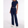 imageAnotherChill Womens 2 Piece Lounge Sets Straight Leg Pants Set Short Sleeve Crop Tshirt Casual Outfits Comfy LoungewearNavyblue