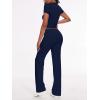 imageAnotherChill Womens 2 Piece Lounge Sets Straight Leg Pants Set Short Sleeve Crop Tshirt Casual Outfits Comfy LoungewearNavyblue