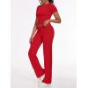 imageAnotherChill Womens 2 Piece Lounge Sets Straight Leg Pants Set Short Sleeve Crop Tshirt Casual Outfits Comfy LoungewearRed