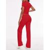 imageAnotherChill Womens 2 Piece Lounge Sets Straight Leg Pants Set Short Sleeve Crop Tshirt Casual Outfits Comfy LoungewearRed