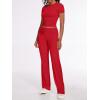 imageAnotherChill Womens 2 Piece Lounge Sets Straight Leg Pants Set Short Sleeve Crop Tshirt Casual Outfits Comfy LoungewearRed