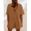 imageAnotherChill Womens Athletic Romper With Pockets Workout Tee Rompers Backless Oversized Onesie Casual ActivewearCoffee