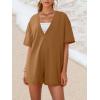 imageAnotherChill Womens Athletic Romper With Pockets Workout Tee Rompers Backless Oversized Onesie Casual ActivewearCoffee