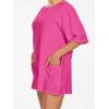 imageAnotherChill Womens Athletic Romper With Pockets Workout Tee Rompers Backless Oversized Onesie Casual ActivewearHotpink