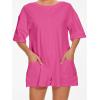 imageAnotherChill Womens Athletic Romper With Pockets Workout Tee Rompers Backless Oversized Onesie Casual ActivewearHotpink