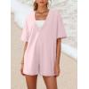 imageAnotherChill Womens Athletic Romper With Pockets Workout Tee Rompers Backless Oversized Onesie Casual ActivewearPink