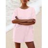 imageAnotherChill Womens Athletic Romper With Pockets Workout Tee Rompers Backless Oversized Onesie Casual ActivewearPink