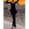 imageAnotherChill Womens Casual Lounge Slip Long Dress Sexy Long Sleeve Backless Bodycon Maxi Dresses 2023 Fall Slim ElegantBlack