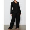 imageAnotherChill Womens Pajamas Set Long Sleeve Button Down Ribbed Knit 2 Piece Sleep Sets Loungewear Soft PjsBlack