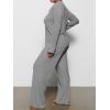 imageAnotherChill Womens Pajamas Set Long Sleeve Button Down Ribbed Knit 2 Piece Sleep Sets Loungewear Soft PjsDarkgrey