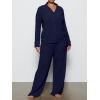 imageAnotherChill Womens Pajamas Set Long Sleeve Button Down Ribbed Knit 2 Piece Sleep Sets Loungewear Soft PjsNavyblue