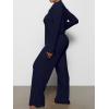 imageAnotherChill Womens Pajamas Set Long Sleeve Button Down Ribbed Knit 2 Piece Sleep Sets Loungewear Soft PjsNavyblue