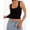 imageAnotherChill Womens Ribbed Crop Tank Tops Scoop Neck High Back Basic Sleeveless Rib Shirt Summer Athletic TopBlack