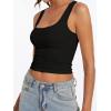 imageAnotherChill Womens Ribbed Crop Tank Tops Scoop Neck High Back Basic Sleeveless Rib Shirt Summer Athletic TopBlack