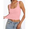 imageAnotherChill Womens Ribbed Crop Tank Tops Scoop Neck High Back Basic Sleeveless Rib Shirt Summer Athletic TopPink