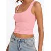 imageAnotherChill Womens Ribbed Crop Tank Tops Scoop Neck High Back Basic Sleeveless Rib Shirt Summer Athletic TopPink