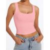 imageAnotherChill Womens Ribbed Crop Tank Tops Scoop Neck High Back Basic Sleeveless Rib Shirt Summer Athletic TopPink