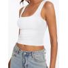imageAnotherChill Womens Ribbed Crop Tank Tops Scoop Neck High Back Basic Sleeveless Rib Shirt Summer Athletic TopWhite