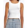 imageAnotherChill Womens Ribbed Crop Tank Tops Scoop Neck High Back Basic Sleeveless Rib Shirt Summer Athletic TopWhite
