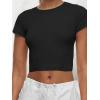 imageAnotherChill Womens Short Sleeve Crew Neck TShirts Ribbed Cotton Crop Top Y2K Summer Going Out Tops Baby Tee Outfits 2024Black