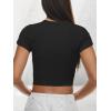 imageAnotherChill Womens Short Sleeve Crew Neck TShirts Ribbed Cotton Crop Top Y2K Summer Going Out Tops Baby Tee Outfits 2024Black