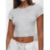 imageAnotherChill Womens Short Sleeve Crew Neck TShirts Ribbed Cotton Crop Top Y2K Summer Going Out Tops Baby Tee Outfits 2024Heathercloudwhite