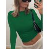 imageWomens Backless TShirts Y2K Crop Top Solid Casual Long Sleeve Sexy Vintage Cut Out 2023 Summer FashionLongsleevegreen