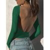 imageWomens Backless TShirts Y2K Crop Top Solid Casual Long Sleeve Sexy Vintage Cut Out 2023 Summer FashionLongsleevegreen