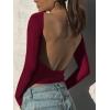 imageWomens Backless TShirts Y2K Crop Top Solid Casual Long Sleeve Sexy Vintage Cut Out 2023 Summer FashionLongsleevered