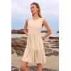 imageWomens Sleeveless Summer Mini Dress Tank Flowy Tiered Short A Line Sundresses Beach Vacation Dresses with PocketsBeige